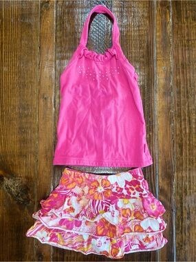 The Children’s Place Girls Pink Halter Top & Ruffle Skirt Set Size 5/6